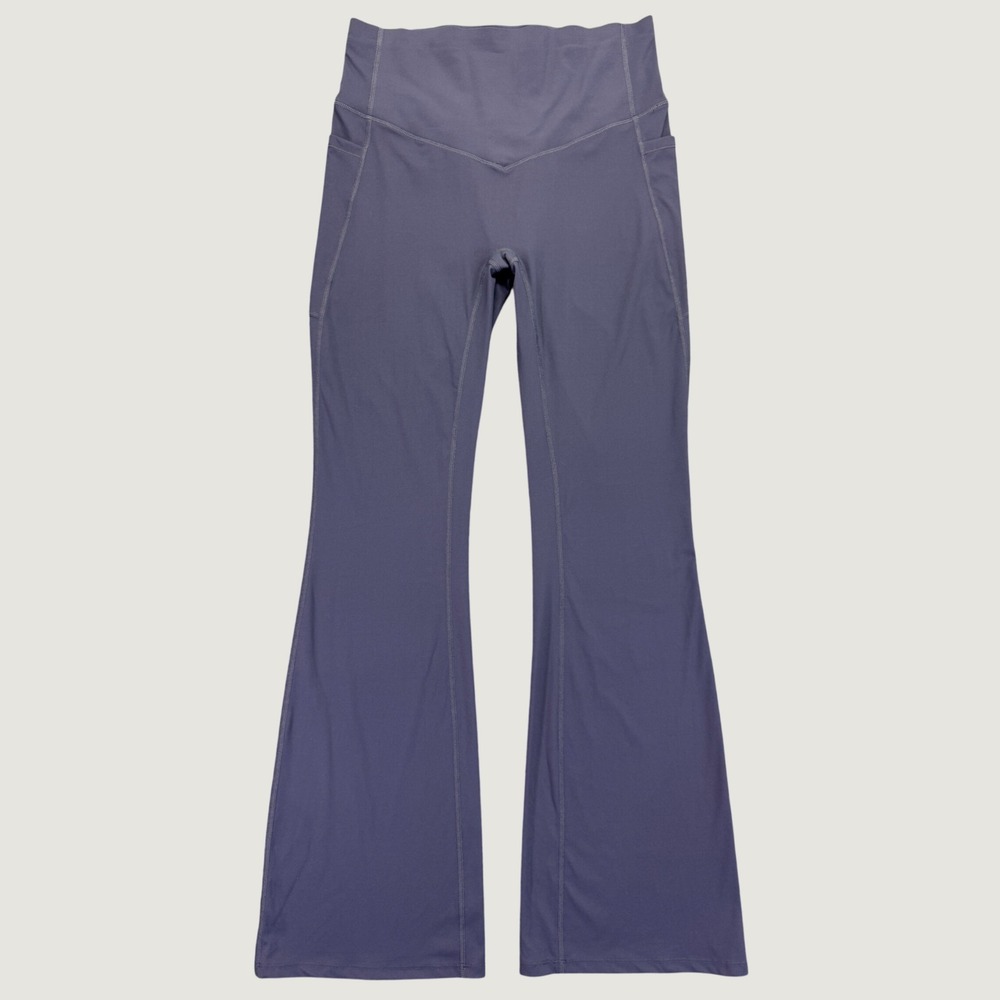 NWOT Halara UltraSculpt High Waisted Flare Leggings Blue Womens L Pockets Yoga